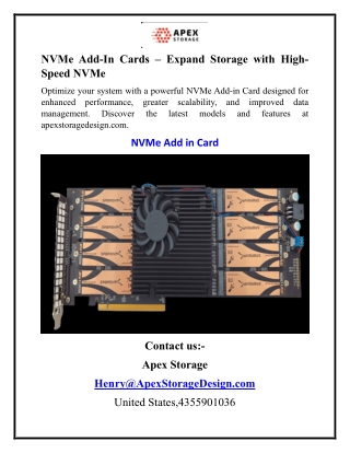 NVMe Add-In Cards – Expand Storage with High-Speed NVMe
