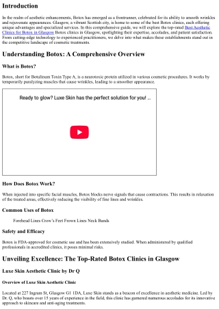 Unveiling Excellence: The Top-Rated Botox Clinics in Glasgow