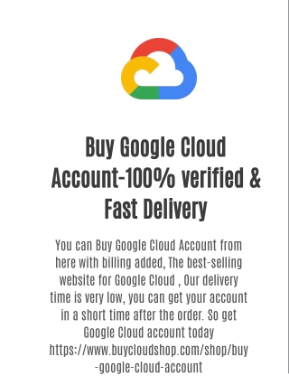 Buy Google Cloud Account-100% verified & Fast Delivery