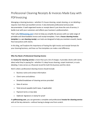 Professional Cleaning Receipts & Invoices Made Easy with PDFInvoicing