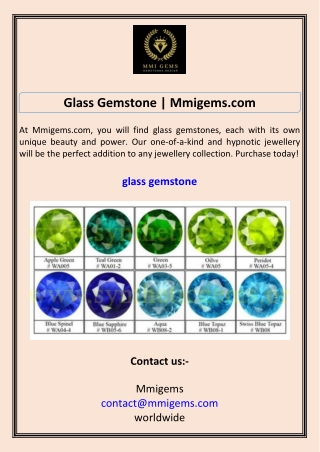 Glass Gemstone  Mmigems.com