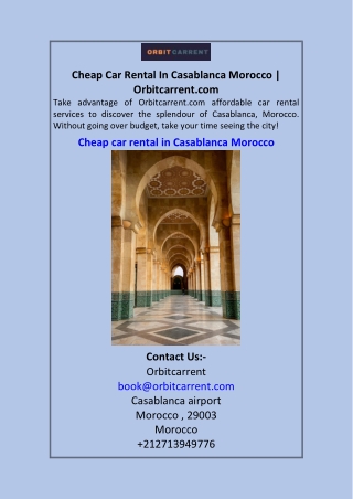 Cheap Car Rental In Casablanca Morocco | Orbitcarrent.com