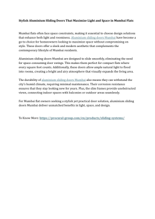 Stylish Aluminium Sliding Doors That Maximize Light and Space in Mumbai Flats