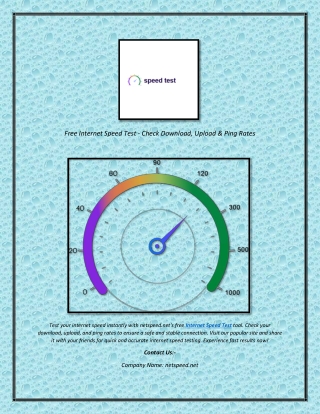 Free Internet Speed Test - Check Download, Upload & Ping Rates