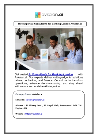 Hire Expert Ai Consultants for Banking London Avkalan.ai
