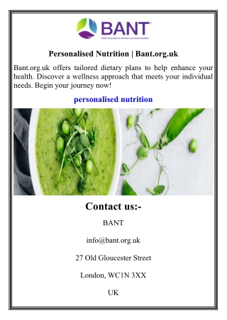 Personalised Nutrition  Bant.org.uk