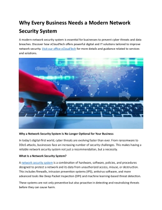 Why Every Business Needs a Modern Network Security System