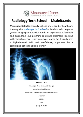 Radiology Tech School Msdelta.edu