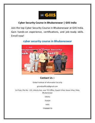 Cyber Security Course in Bhubaneswar | GIIS India