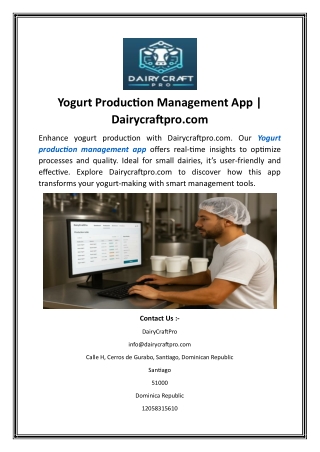 Yogurt Production Management App Dairycraftpro.com