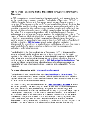 RIT Roorkee - Inspiring Global Innovators through Transformative Education