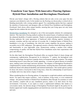 Transform Your Space With Innovative Flooring Options Hybrid Floor Installation and Herringbone Floorboard