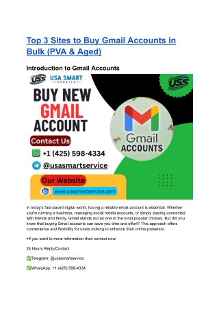 Top 3 Sites to Buy Gmail Accounts in Bulk (PVA & Aged)