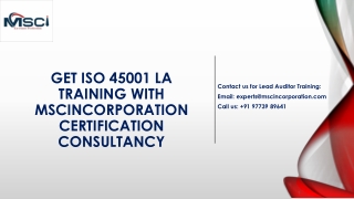 Get ISO 45001 LA Training with MSCincorporation