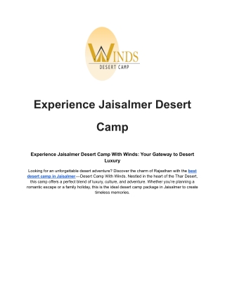 Experience Jaisalmer Desert Camp