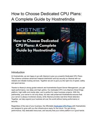 How to Choose Dedicated CPU Plans_ A Complete Guide by Hostnetindia