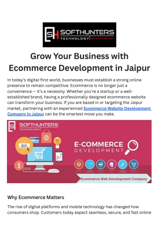 Grow Your Business with Ecommerce Development in Jaipur