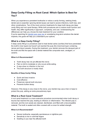 Deep Cavity Filling vs Root Canal_ Which Option Is Best for You