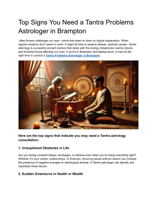 Top Signs You Need a Tantra Problems Astrologer in Brampton