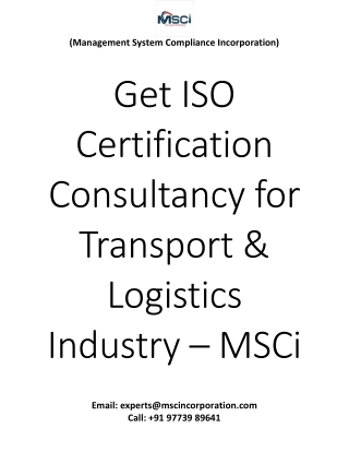 Get ISO Certification Consultancy for Transport