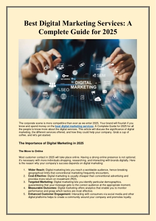 Best Digital Marketing Services A Complete Guide for 2025