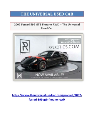 2007 Ferrari 599 GTB Fiorano RWD - The Universal Used Car