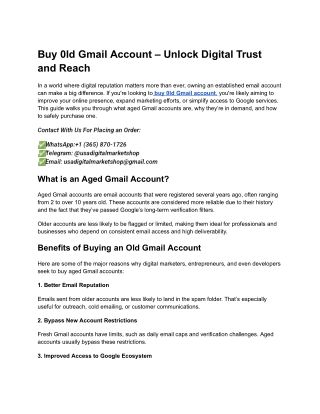 Buy 0ld Gmail Account – Unlock Digital Trust and Reach