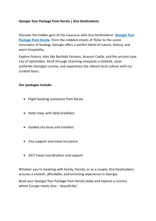 Georgia Tour Package from Kerala