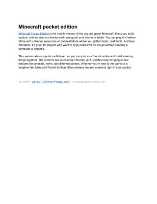 minecraft pocket edition