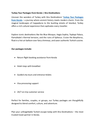 Turkey Tour Packages from Kerala