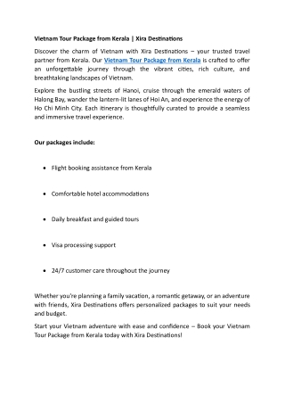 Vietnam Tour Package from Kerala