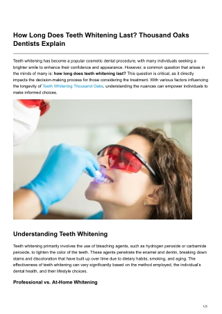 How Long Does Teeth Whitening Last Thousand Oaks Dentists Explain