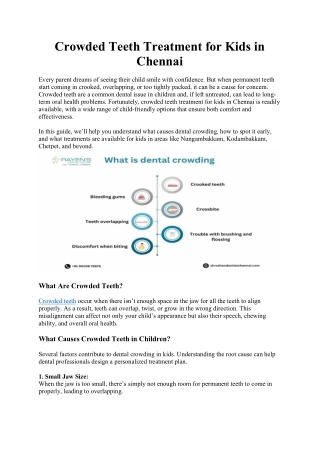 Crowded Teeth Treatment for Kids in Chennai