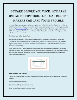Beware Before You Click How Fake Online Receipt Tools Like Gas Receipt Makers Can Land You in Trouble