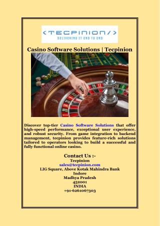 Casino Software Solutions | Tecpinion