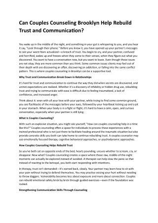 Couples Counseling Brooklyn