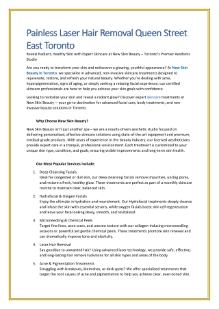 Painless Laser Hair Removal Queen Street East Toronto