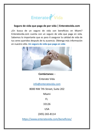 Un seguro de vida que paga en vida