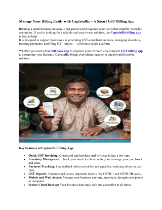 Manage Your Billing Easily with CaptainBiz  A Smart GST Billing App