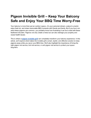 Pigeon Invisible Grill – Keep Your Balcony  Safe and Enjoy Your BBQ Time Worry-F