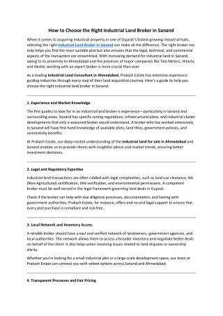 How to Choose the Right Industrial Land Broker in Sanand