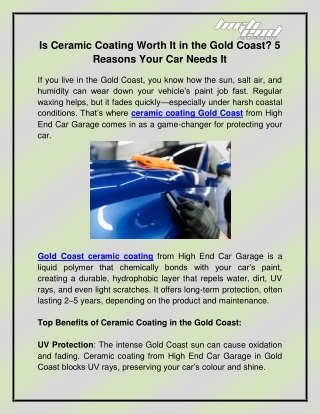 Ceramic Coating Gold Coast