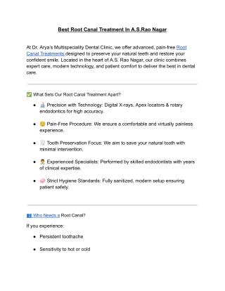 Best Root Canal Treatment In A.S.Rao Nagar