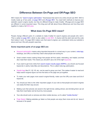 Difference Between On-Page and Off-Page SEO