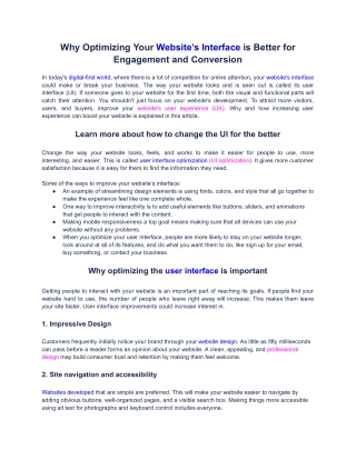 Why Optimizing Your Website’s User Interface (UI) is Better for Engagement and Conversion