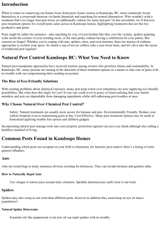 Natural Remedies for Common Pests Found in Kamloops Homes
