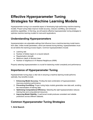 Effective Hyperparameter Tuning Strategies for Machine Learning Models