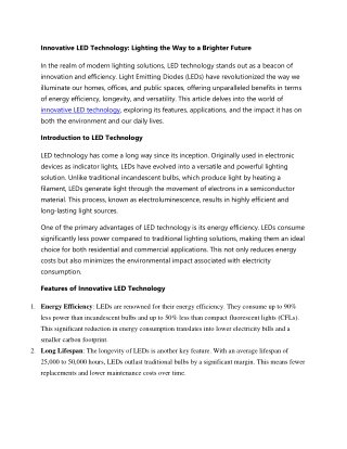 Innovative LED Technology