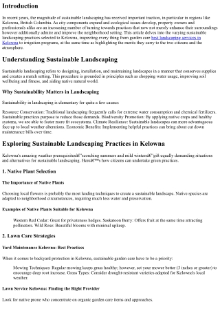 Exploring Sustainable Landscaping Practices in Kelowna