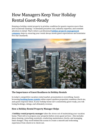 How Managers Keep Your Holiday Rental Guest